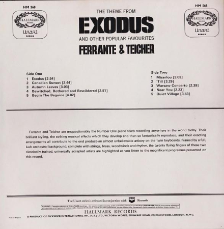 Ferrante & Teicher - Theme Music From The Film Exodus And Other Popular Favourites [1]