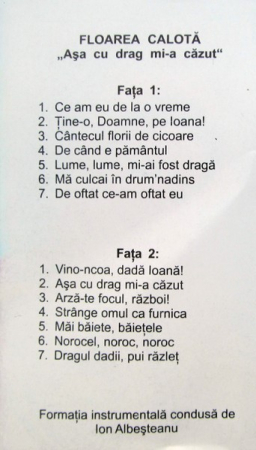Floarea Calotă - Așa Cu Drag Mi-a Căzut, (Casetă Audio) [1]