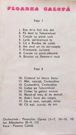 Floarea Calotă - Pe Deal La Teleormănel (Caseta Audio) [1]