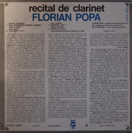 Florian Popa - Recital De Clarinet, (Disc Vinil) [1]