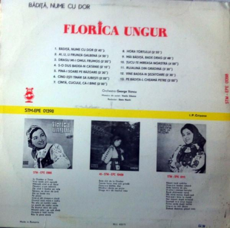 Florica Ungur - Bădiță, Nume Cu Dor, (Disc Vinil) [1]