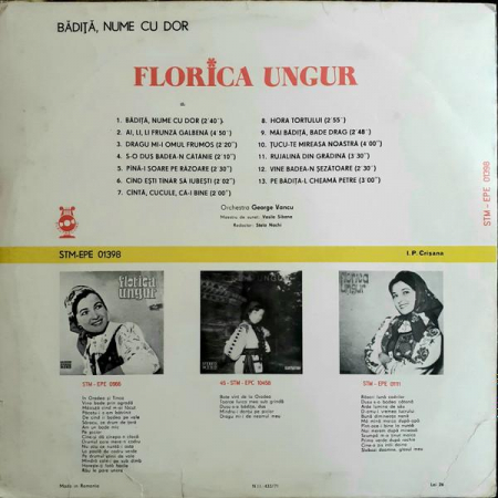 Florica Ungur - Bădiță, Nume Cu Dor, (Disc Vinil) [1]