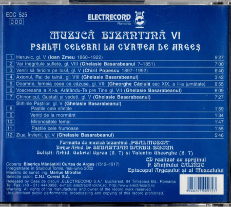 Formatia Psalmodia - Muzica Bizantina VI - Psalti Celebri la Curtea de Arges (CD) [1]