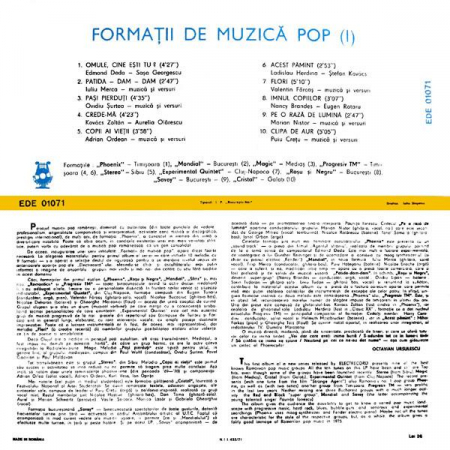 Formații De Muzică Pop, (Disc Vinil) [1]