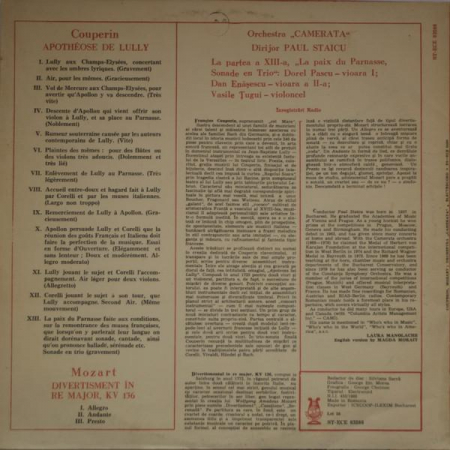 François Couperin - Apothéose De Lully / Divertimento In D Major, KV 136, (Disc Vinil) [1]