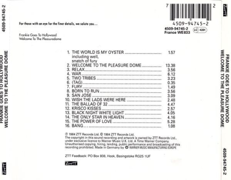 Frankie Goes To Hollywood - Welcome To The Pleasuredome (CD) [1]