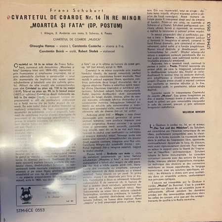 Franz Schubert - Cvartetul De Coarde Nr. 14 „Moartea Și Fata“, (Disc Vinil) [1]