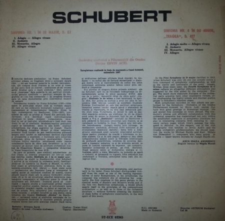 Franz Schubert - Symphonies No.1 In D Major D. 82 / No.4 In C Minor D.417 »Tragic«, (Disc Vinil) [1]