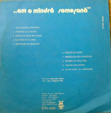 Frații Filip - Am O Mîndră Someșană, (Disc Vinil) [1]