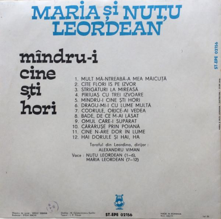 Frații Leordean - Mîndru-i Cine Ști Hori, (Disc Vinil) [1]