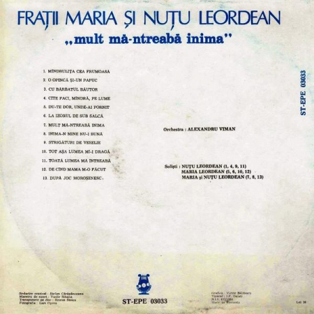 Frații Leordean - Mult Mă-ntreabă Inima, (Disc Vinil) [1]