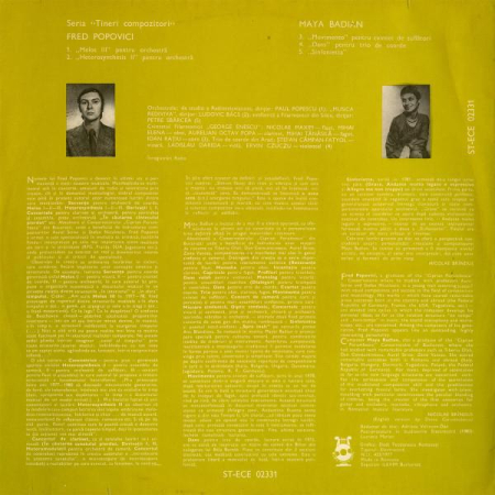 Fred Popovici - Melos III, HeterOsynthesis II / Movimento, Dance, Sinfonietta (Disc Vinil) [1]