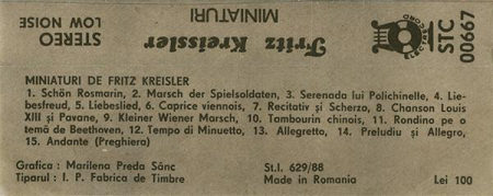 Fritz Kreisler - Miniaturi (Caseta Audio) [1]