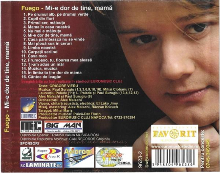FUEGO  - Mi-e Dor De Tine, Mamă (CD) [1]