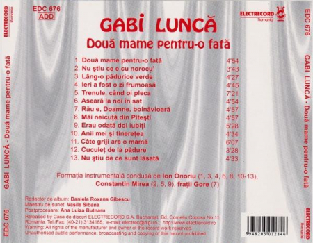 Gabi Luncă - Două Mame Pentru-o Fată, (CD) [1]