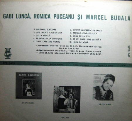 Gabi Luncă - Gabi Luncă, Romica Puceanu Și Marcel Budală, (Disc Vinil) [1]