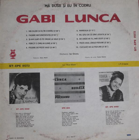 Gabi Luncă - Mă Dusei Și Eu În Codru, (Disc Vinil) [1]