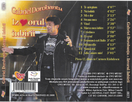 Gabriel Dorobanțu – Iz♥orul Iubirii (CD) [1]