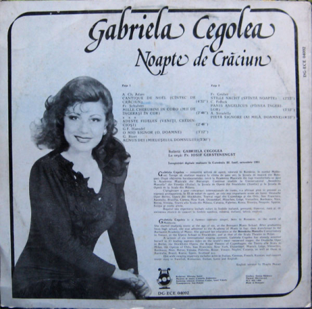Gabriela Cegolea - Noapte De Crăciun, (Disc Vinil) [1]