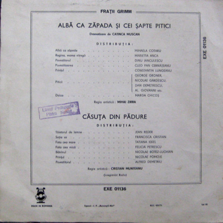 Gebrüder Grimm - Albă Ca Zăpada Și Cei Șapte Pitici / Căsuța Din Pădure, (Disc Vinil) [1]