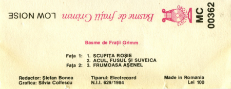Gebrüder Grimm - Basme De Frații Grimm: Scufița Roșie / Frumoasa Așenel , (Casetă Audio) [1]