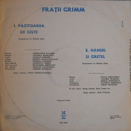 Gebrüder Grimm - Păzitoarea De Gîște / Hänsel Și Gretel, (Disc Vinil) [1]