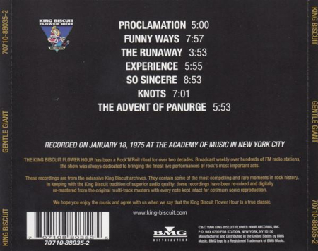 Gentle Giant - King Biscuit Flower Hour Presents Gentle Giant (CD) [1]