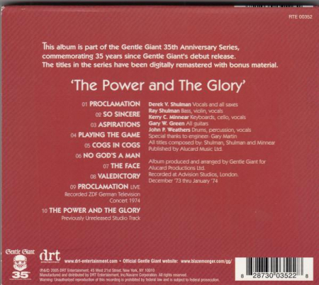 Gentle Giant - The Power And The Glory, (CD) [1]