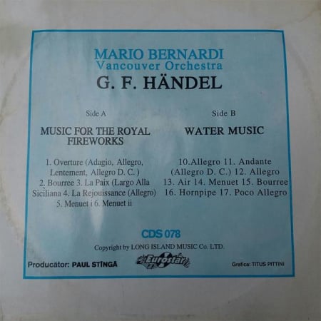 Georg Friedrich Händel - Music For The Royal Friends / Water Music, (Disc Vinil) [1]