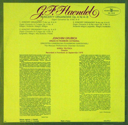 Georg Friedrich Händel - Organ Concertos Op. 4 No. 4 - 6 (Disc Vinil) [1]