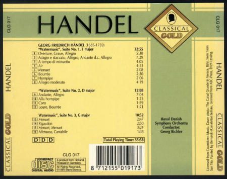 Georg Friedrich Händel - Water Music Suite 1, 2 & 3, (CD) [1]
