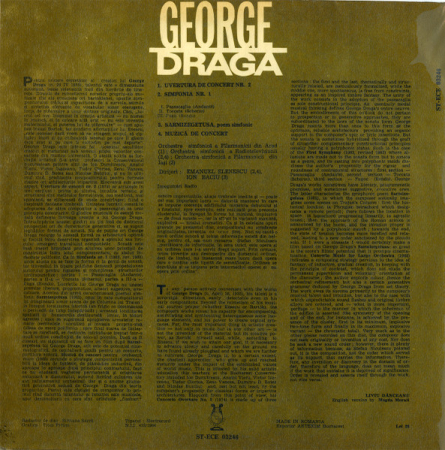 George Draga – Concert Overture No. 2 / Symphony No. 1 / „Sarmizegetusa” (Tone Poem) / Concert Music (VINIL) [1]