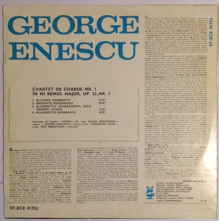 George Enescu - Cvartet de Coarde Nr. 1 În Mi Bemol Major, Op. 22, Nr. 1, (Disc Vinil) [1]