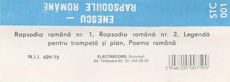 George Enescu - Rapsodiile Române / Poema Română, (Casetă Audio) [1]