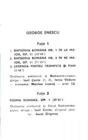 George Enescu - Rapsodiile Române / Poema Română , (Casetă Audio) [1]