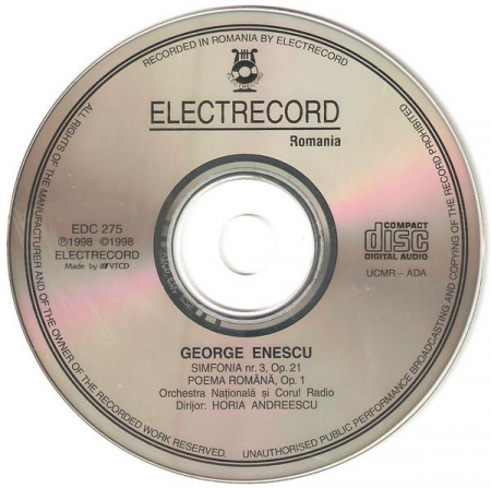George Enescu - Simfonia Nr. 3 În Do Major, Op. 21 / Poema Română, Op. 1, (CD) [1]