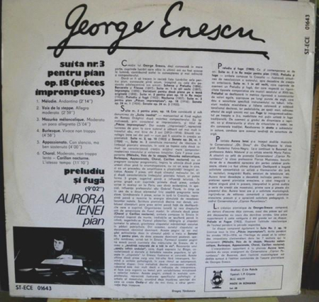 George Enescu - Suita Nr. 3 Pentru Pian Op. 18 (Pièces Impromptues) / Preludiu Și Fugă, (Disc Vinil) [1]