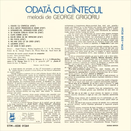 George Grigoriu - Odată Cu Cîntecul - Melodii De George Grigoriu, (Disc Vinil) [1]