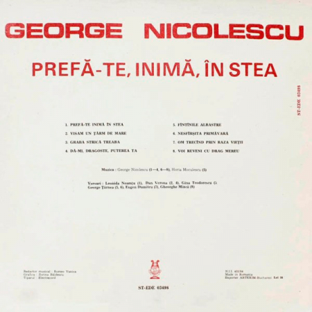 George Nicolescu - Prefă-te, Inimă, În Stea, (Disc Vinil) [1]