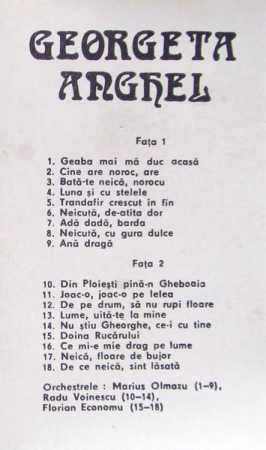 Georgeta Anghel - Geaba Mai Mă Duc Acasă, (Casetă Audio) [1]