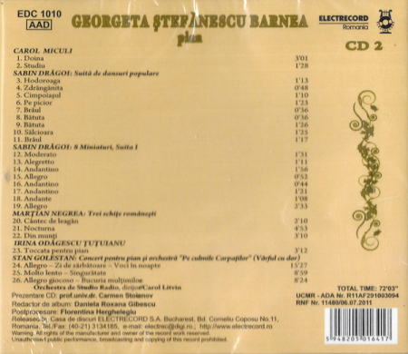 Georgeta Ștefănescu Barnea* – Pian CD2 (CD), (CD) [1]