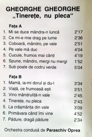 Gheorghe Gheorghe - Tinerețe, Nu Pleca, (Casetă Audio) [1]