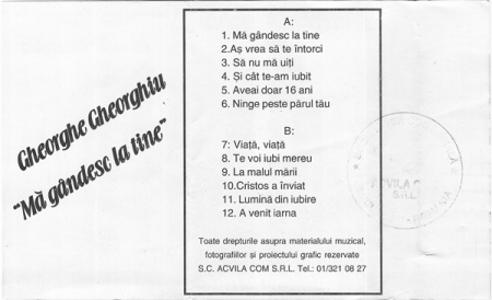 Gheorghe Gheorghiu - Mă Gândesc La Tine, (Casetă Audio) [1]