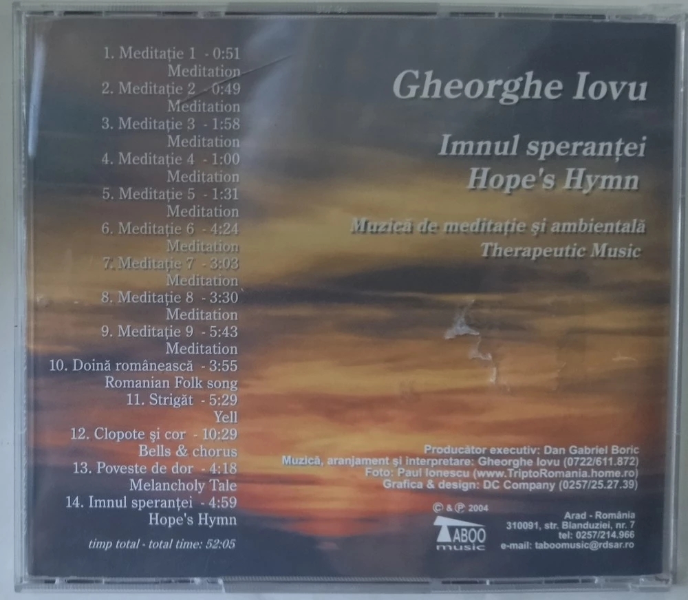 GHEORGHE IOVU - IMNUL SPERANTEI: MUZICA DE MEDITATIE SI AMBIENTALA (CD) [1]