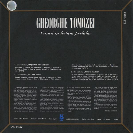 Gheorghe Tomozei - Versuri În Lectura Poetului, (Disc Vinil) [1]