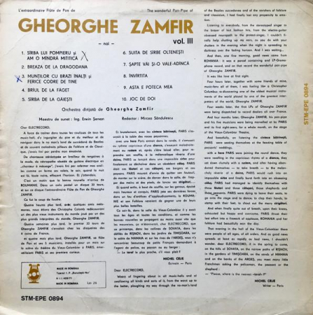 Gheorghe Zamfir - L'Extraordinaire Flûte De Pan De / The Wonderful Pan-Pipe Of Gheorghe Zamfir Vol. III, (Disc Vinil) [1]