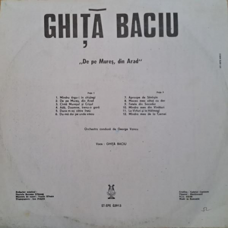 Ghiṭǎ Baciu - De Pe Mureș, Din Arad, (Disc Vinil) [1]