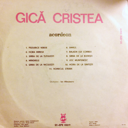 Gică Cristea – Acordeon, (Disc Vinil) [1]