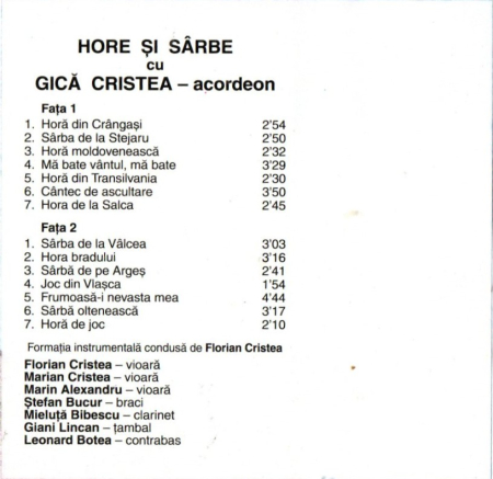 Gica Cristea - Hore si sarbe cu Gica Cristea (Caseta Audio) [1]