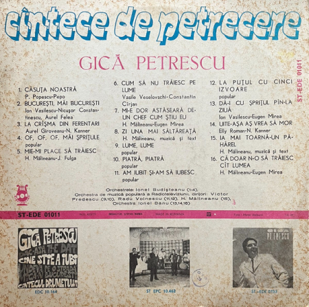Gică Petrescu – Cîntece De Petrecere, (Disc Vinil) [1]